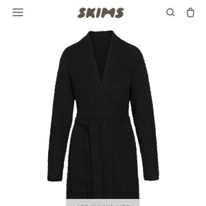 SKIMS Cozy Knit Short Robe (ONYX, XXS/XS)